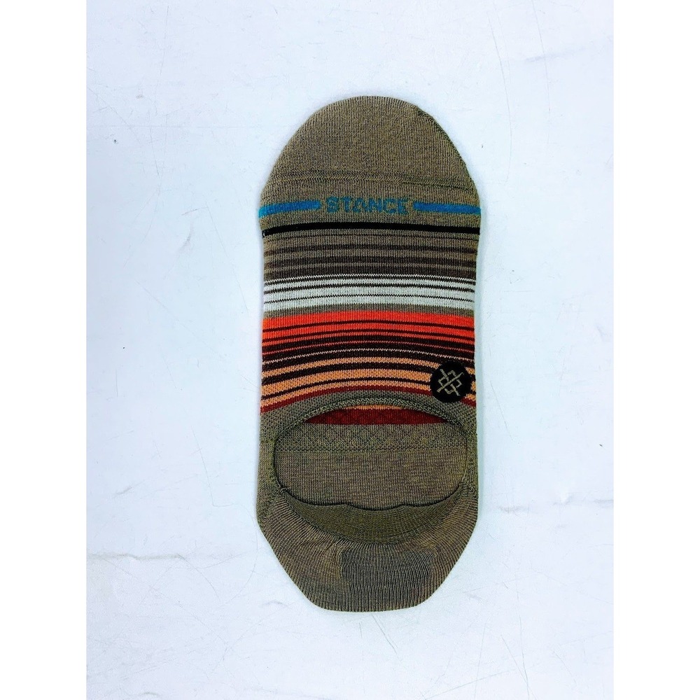 Stance Super Invisible No Show Socks Mens Large Olive Green Striped Low Profile